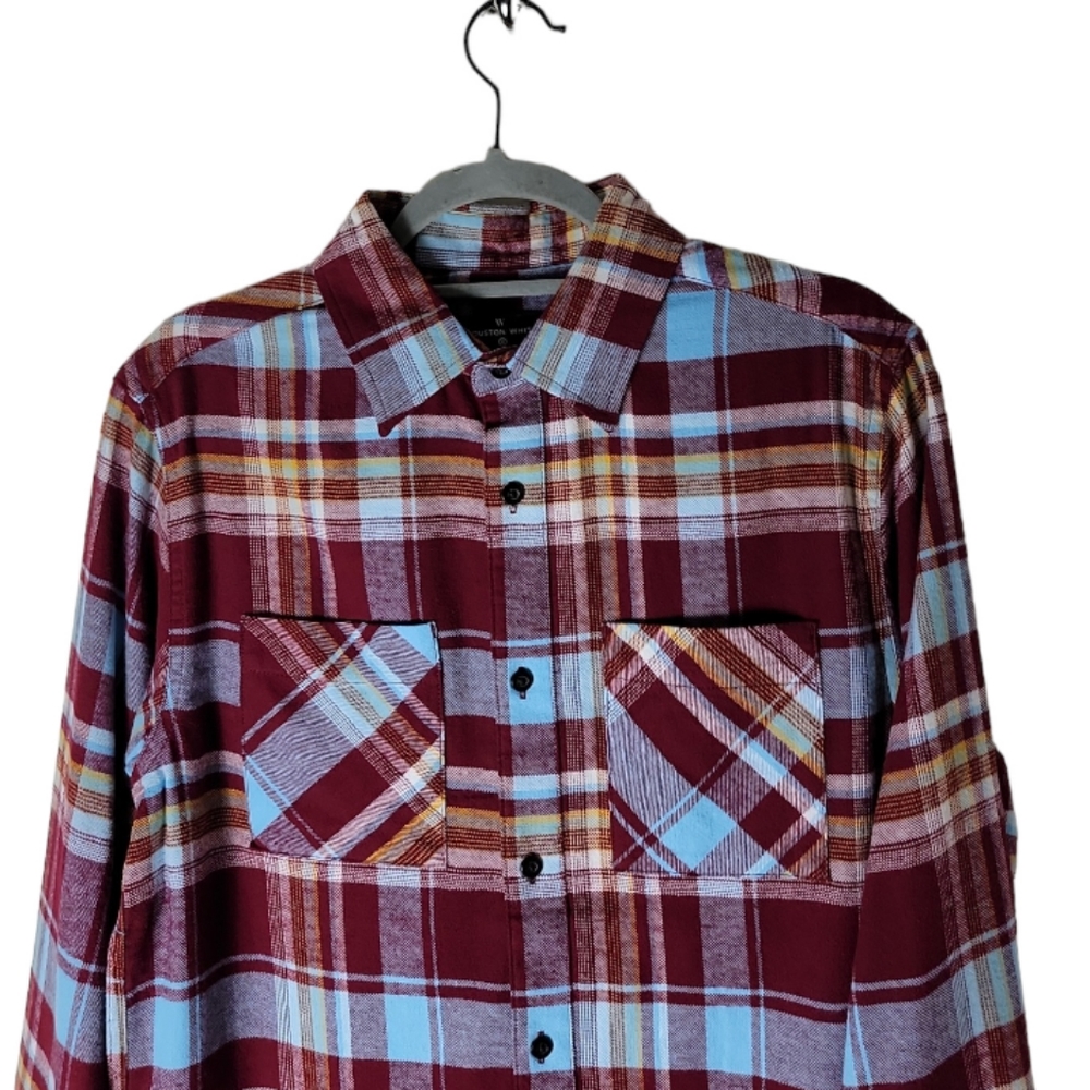 Houston White men button down plaid flannel shirt size small - Picture 3 of 6